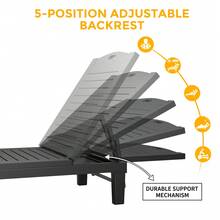 2PCS Outdoor PP Recliner Chairs Set, 5 Position Pool Lounge Chairs With Anti-Fading Sturdy Frame, Quick Assembly Folding Patio Furniture For Beach Lawn Black - A - 查看 4