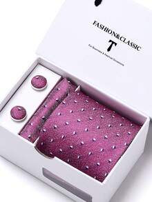 3pcs Blue Men's Tie Set With White Drawer Gift Box, Suitable For Wedding, Anniversary, Valentine's Day Wear And Gifting - Color Mixing - View 14