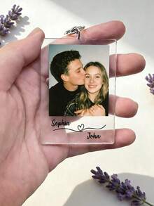 Customizable Photo Keychain With Information, Personalized Acrylic Memorial Keychain For Mom, Couples, Boyfriend, Birthday And Graduation Gift - Multicolor - View 3
