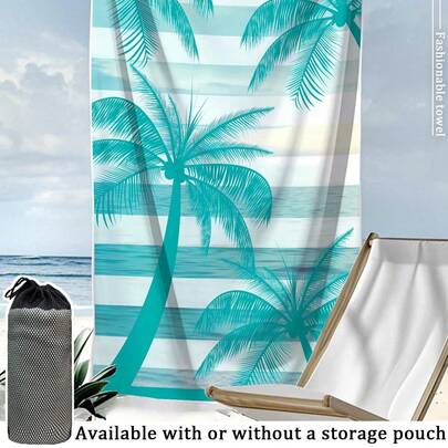 Khăn tắm biển [Siêu mềm, nhanh khô 250gsm] | Có các kích thước 70*140cm/90*180cm | In họa tiết cây cọ xanh | Khăn tắm biển di động thấm hút cao, trang trí phòng tắm, khăn tắm biển | Thích hợp cho bãi biển mùa hè, bơi lội, du lịch, cắm trại, tập thể dục