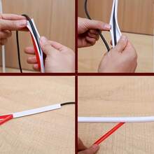 1pc 1/3/5M White Self-Adhesive Cable Concealer, Suitable For Installation On Desktops, Walls And Floors, Prevent Exposed Wires From Causing Tripping Hazards, Hide Soft Cable Channels, Decorative Wire Protector - B - View 10