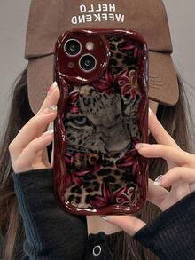 Leopard Floral Wavy Edge Soft Phone Case, Compatible With IPhone 17/17Pro/17 Pro Max/16/16 Pro/16 Pro Max/15/XR/7P/8P/P12 Pro Max/P13 Pro Max/P14 Pro Max/P13/P14/P11/P12/P14, Cute & Fashionable Thick Protective Cover - Multicolor - View 7