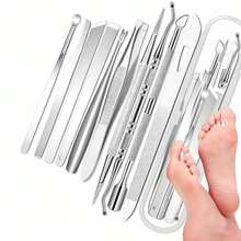 Set Of 10 Stainless Steel Tools For Ingrown Toenail And Cuticle Removal - A Scent-Free Pedicure And Manicure Kit, Perfect As A Gift, DUANGDUANGBIU Foot Care - Multicolor - View 2