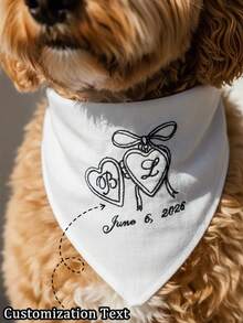 1pc Customized Pet Embroidered Bandana, Personalized Name Pet Bandana, Multifunctional Headband Face Mask Scarf, Unique Personalized Gift, Party Favor, Anniversary Gift - White - View 1