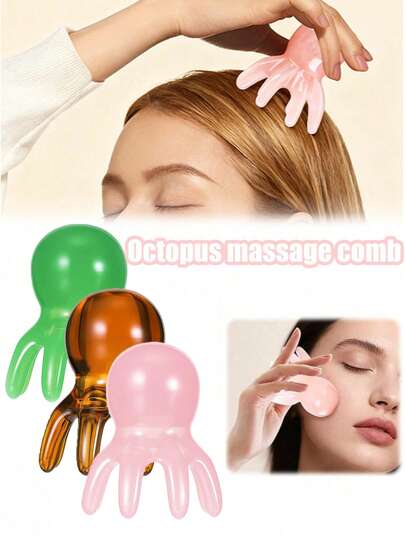 1 máy mát xa da đầu hình đầu bạch tuộc, bàn chải mát xa SPA hình đầu bạch tuộc cầm tay giúp giảm mệt mỏi, làm dịu và thư giãn, cung cấp liệu pháp mát xa cạo gió. Máy mát xa cầm tay đa chức năng này là lựa chọn tuyệt vời cho quà tặng sinh nhật, quà tặng tiệc tùng, quà Giáng sinh hoặc quà tặng ngày lễ, vật dụng cần thiết khi đi du lịch, sản phẩm chăm sóc tóc, trang trí phòng ngủ, phòng tắm tại nhà, bộ dụng cụ tạo kiểu tóc, bộ dụng cụ làm tóc.