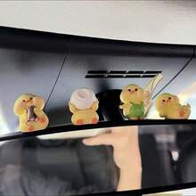 2/4pcs Cute Yellow Duck Car Decor - Mini Resin Duck Dashboard Decoration Set, Cartoon Funny Car Interior Accessories Suitable For Dashboard, Office Desk And Home Decor - Various - View 2
