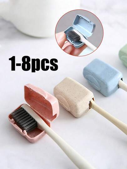 1/4/8 piezas Funda portátil para cabezal de cepillo de dientes, Soporte de cepillo de dientes de viaje, Estuche para cepillo de dientes transpirable y a prueba de polvo para el hogar, Tapa de cepillo de dientes, Protector de cepillo de dientes, Adecuado para uso diario en el hogar, viajes al aire libre, negocios, campamento, vuelta al colegio, decoración del baño, accesorios de viaje de verano, accesorios de baño, suministros para el hogar, organizador de cuidado personal, artículos esenciales de viaje