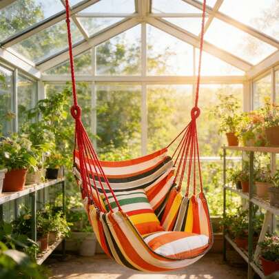 1 pieza Silla colgante de tela casual, silla colgante para exteriores, silla mecedora para dormitorio universitario, hamaca antivuelco (incluye 2 ganchos con cremallera y bolsa de almacenamiento)