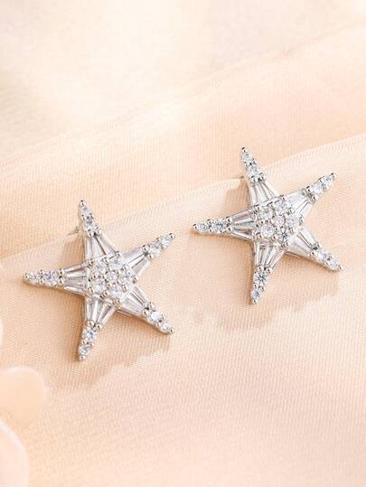 2 đôi bông tai hình sao biển tinh tế, chất liệu đồng đính đá Zirconia, màu bạc, phụ kiện sang trọng, thanh lịch, phù hợp để đeo hàng ngày, làm quà tặng cho bạn bè.