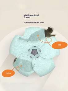 半封闭式隧道毛毡猫床，可拆卸，四季皆宜 - 藏蓝色 - 查看 3