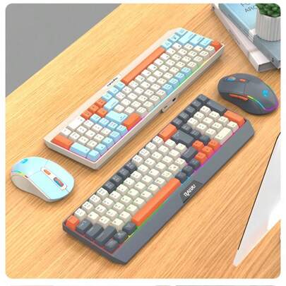 无线双模背光键盘鼠标套装，撞色办公游戏组合