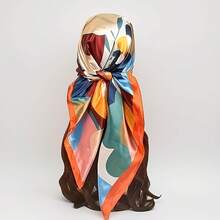 Women's Bohemian Style Colorful Floral Print Square Scarf - Breathable| And Decorative Polyester Headscarf Suitable For Beach Casual, Daily Outings, Festive Fashion Accessories All Seasons - 隨機一件 - 查看 1