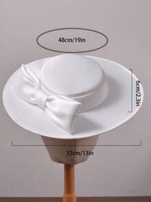 Elegante Chapéu de Abas Largas para Senhoras, Laço Grande, Chapéu para o Kentucky Derby em Ocasiões Formais, Chapéu de Feltro Macio de Top Plano para Vestido de Casamento, Noiva, Coquetel, Chá da Tarde, Halloween - A - Visão 6