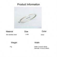 Gelang Baja Tahan Karat, Gelang Kasual Elegan dengan Gesper Oval, Ukuran L (Cocok untuk Wanita) - L Perak - View 8