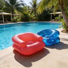 1件装可折叠充气懒人沙发，泳池/沙滩摄影道具，野餐/露营休息躺椅，粉色/透明蓝色充气沙发，卧室/阳台休闲单人座椅 - 彩色 - 查看 1