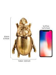 1pc Creative Resin Gold Rhinoceros Beetle Wall Decor, Handmade Insect Decoration Accessory, Suitable For Insect Lovers, Home Parties Or Insect Museum Displays - Gold - View 6
