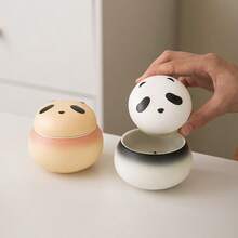Cute Panda Ceramic Tea Canister Household Small Sealed Tea Storage Jar Moisture-Proof Decorative Ornament - Phong cách Zen màu đen - Xem 2