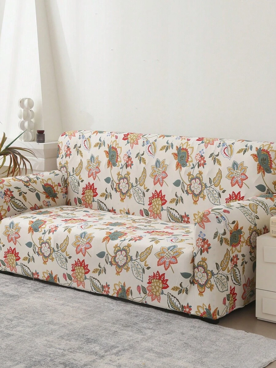 1 tấm bọc ghế sofa in hình cây cỏ và chuồn chuồn, phong cách đồng quê, tươi mát và tự nhiên, chống trơn trượt và bền chắc, phù hợp trang trí phòng khách. - Màu be - Xem 1