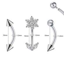 耳骨穿孔饰品 16G 内螺纹眉环 3件套 垂直唇环 唇环套装 316L 医用钢弯杆耳骨耳环 - Silvery - 查看 17