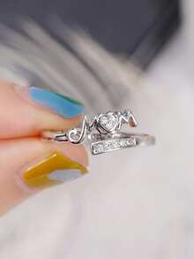 1 pieza Anillo de circonita cúbica para adolescentes, para regalo de cumpleaños, Día de la Madre, aniversario, joyería para fiestas - 1# - Ver 4