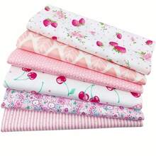 Bộ 6 mảnh vải cotton vuông cắt sẵn để may chăn chắp vá, thích hợp cho may vá và làm đồ thủ công, trang trí nhà cửa thủ công, có thể dùng để làm ga trải giường, rèm cửa, gối, túi xách và phụ kiện DIY. - Dâu tây hồng - Xem 6