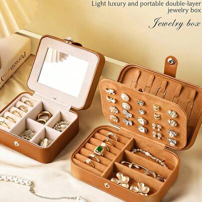 Hộp đựng trang sức dung tích lớn, khay trưng bày trang sức dây chuyền, bông tai, nhẫn, tủ trưng bày trang sức nhiều lớp tối giản, chống bụi, chống oxy hóa, hộp đựng trang sức nhỏ gọn, di động, hộp đựng trang sức du lịch, hộp đựng trang sức nhỏ gọn đựng bông tai và nhẫn, thích hợp đựng bông tai, dây chuyền, nhẫn, tiết kiệm không gian, có khóa cài, thích hợp đựng son môi, đồng hồ, quà tặng cho phái nữ, bạn gái.