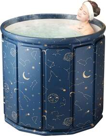Portable Foldable Bath Tub, Large Portable Bath Tub Home Outdoors Gyms, Collapsible Soaking Bath Tub Shower (77Gal) (Blue Planet Insulation Set) - Blue Planet Insulation Set - View 1