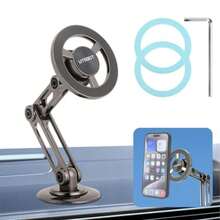 Universal 360° Pro Magnetic Car Phone Holder Alloy Folding Magnetic Cell Phone Holder for Car Strong Suction and Adjustable Phone Mount Support for  and Android All Mobile Phones Black - A - Ver 2