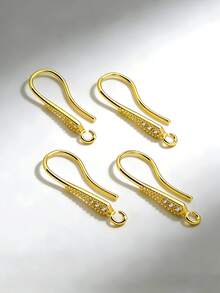 1/2 cặp móc khuyên tai mạ đồng chống oxy hóa, kiểu dáng tối giản, nguyên liệu làm khuyên tai thủ công đính đá Zirconia, kèm vòng treo. Đế khuyên tai thủ công tự làm. - Móc tai tự làm bằng đá Zircon - Xem 10