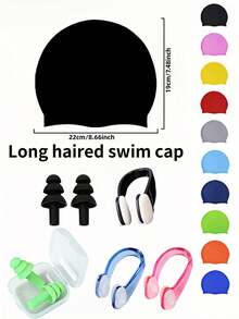1pc Women Multi-Color Stylish Silicone Swim Cap Waterproof Non-Slip High Elastic No Squeeze For Long Hair With Accessories Set Swim Cap For Women Waterproof Swim Cap Women's Swim Accessories Pool Essentials Professional Training - Multicolor - View 8