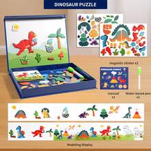 5 Sets Magnetic Puzzle Books, Transforming Animals, Dinosaurs, Transportation, Girls Dress Up, Portable & Reusable Children Toys - Multicolor - View 15