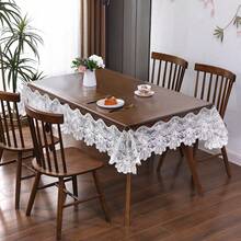HXARTMIS 1 chiếc khăn trải bàn PVC màu trắng thanh lịch, viền ren thêu, khăn trải bàn chống thấm nước thêu hoa cổ điển, khăn trải bàn khoét lỗ lãng mạn phù hợp cho phòng ăn, nhà bếp, tiệc cưới và trang trí nhà cửa, Ngày của Mẹ, Ngày của Cha, Ngày Valentine và các dịp lễ khác. - trắng - Xem 14