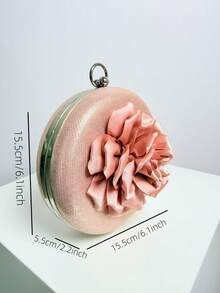 时尚玫瑰花图案晚宴包，女士手提包，女士亮面盒形包，完美迷人，新娘钱包，婚礼，派对，舞会，夜店，生日礼物，情人节礼物，聚会，斜挎包，手提包，手拿包，化妆包 - 粉色 - 查看 2