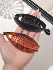 2pcs PC Material Amber Matte Banana Clips, Minimalist Elegant Commuter Style, Versatile For Casual Bun, Low Ponytail, Flyaway Hair Fix,Summer,Holiday,Travel - Multicolor - View 4