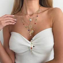 6pcs Fashionable Colorful Chain Necklace, Y-Shaped Long Necklace Suitable For Travel, Dating, Party - Multicolor - View 6
