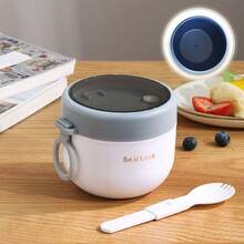 3 piezas Caja de almuerzo aislada de plástico, Taza de almuerzo aislada, Recipiente portátil para alimentos de camping y picnic, Caja bento - Multicolor - Ver 7