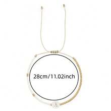 时尚简约26字母手链，金色26字母吊坠手链，金色串珠精致手链，可调节编织手链，可叠戴个性化字母手链，闺蜜手链，情侣手链，生日礼物，情人节礼物，家庭礼物，周年纪念礼物，最佳礼物 - 彩色 - 查看 4