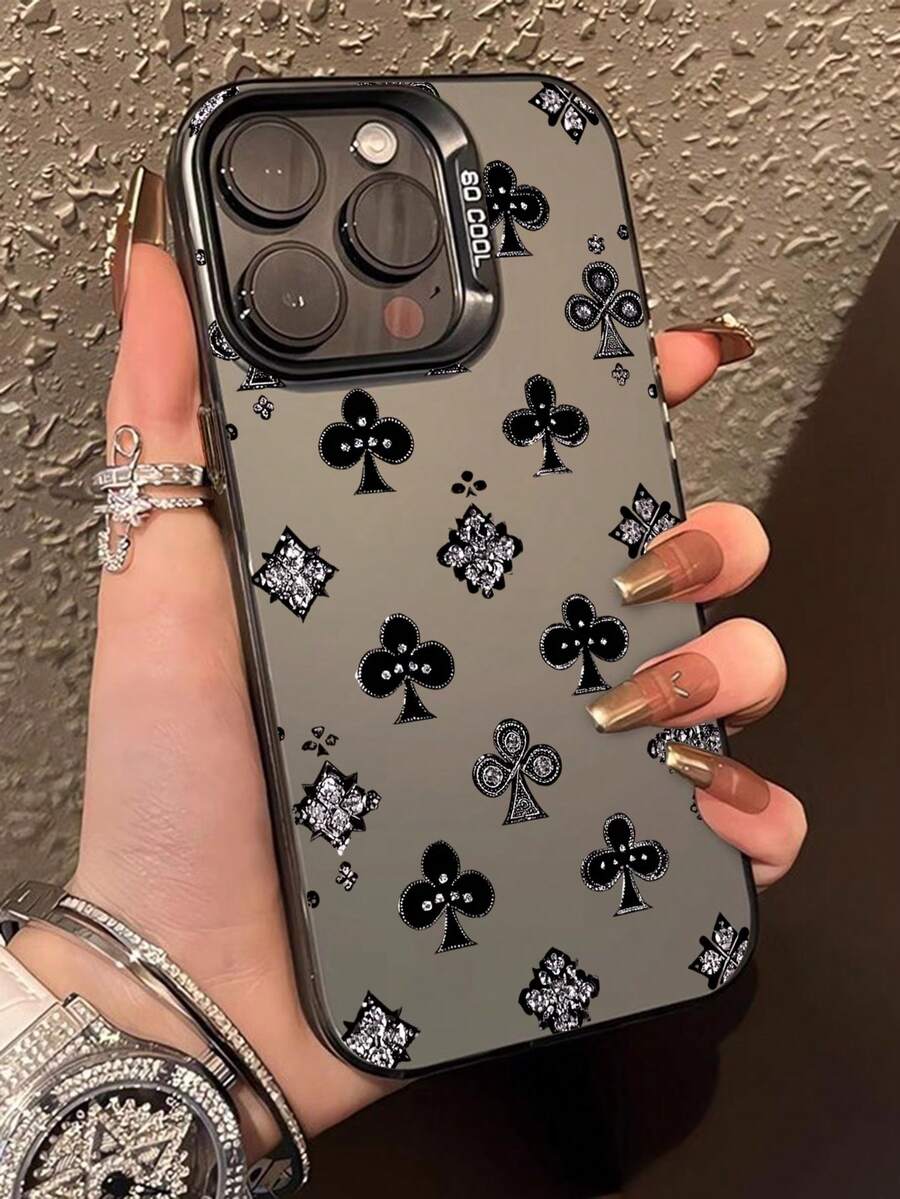 1pc Poker Pattern Retro Phone Case, Compatible With IPhone 17 Pro, 16, 15, 14 Pro, 13, 12 Pro Max, 13, 14 Pro Max, Best Gift For Friends And Family