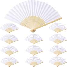 5pcs Assorted Color Folding Hand Fan, Bamboo Paper Hand Fan, Japanese Style Fan, Gift For Women, Wedding, Party, Home Decor - Multicolor - View 10