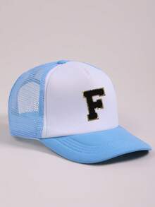 1pc Kids' 26 Letter Mesh Baseball Cap, Unisex Blue Sun Hat, Suitable For Outdoor Activities And Daily Wear, UV Protection - Multicolor - View 28