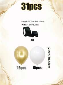 31件金色生日气球套装，包含金色和白色乳胶气球以及优质黑色丝带，适用于生日派对、退休派对、毕业典礼、周年纪念、婚礼等场合。 - 多色 - 查看 7