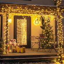 1PC Outdoor Solar String Lights, 40ft 100 LED Outdoor Solar Christmas Lights With 8 Lighting Modes, IP65 Waterproof Solar String Lights Outdoor Garden Party Tree Decorations, Warm White, Suitable For Indoor Wall Bedroom Decoration, Room Decoration, Halloween, LED Lights, Autumn Decoration, Christmas Decoration. - Warm White - View 6