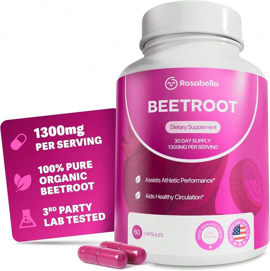R ○ Sabella Organic Beet Root Capsules - 1300mg Beet Root Powder Aids Healthy Circulation & Vitality, Non-GMO, Beet Root Supplement - 60 Capsules, 30-Day Supply - 預設 - 查看 1