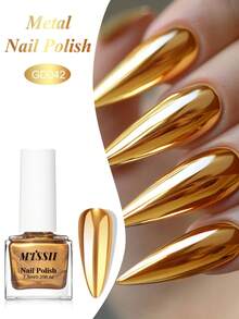 Mtssii 7.5毫升镜面效果金属指甲油，金银紫蓝金属美甲艺术指甲油，无需烘烤，DIY，自然速干，超亮泽效果，美甲用品，持久易涂抹 - 彩色 - 查看 21