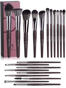 BS-MALL 20件套精准化妆刷套装，便携式无缝化妆刷，全脸化妆工具 - 紫紅色 - 查看 1