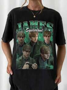 James Sunderland Shirt, Silent Hill Inspired T Shirt, Horror Game Graphic Tee, Psychological Horror Shirt, Unisex Gamer Gift - 黑色 - 查看 6