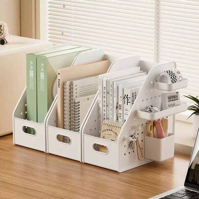 Multi-Size Pegboard Desktop Storage Organizer, Hollow File Book Shelf, Document Sorting Rack, Desk Display Holder For Home Office School Supplies