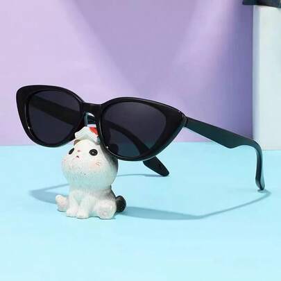 1 paire de lunettes de mode rétro à monture noire en forme d'œil de chat en PC, convenant pour un port quotidien pour femmes