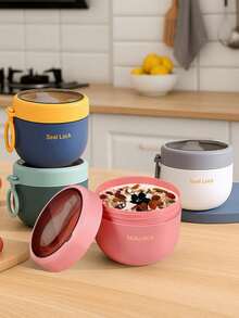 1 hộp đựng yến mạch/sữa chua di động 600ml, hộp cơm trưa chống rò rỉ có thìa tích hợp - Hộp đựng yến mạch, cháo, sữa chua, trái cây, bánh pudding, sữa, súp, salad hoặc ngũ cốc kín hơi để qua đêm - Hộp đựng thức ăn tròn di động có nắp chống rò rỉ, rất phù hợp cho văn phòng, trường học, du lịch, gia đình, dã ngoại ngoài trời - Màu trắng, hồng, xanh lá cây, xanh dương tùy chọn - Chất liệu nhựa, chuẩn bị bữa tối trước, đồ dùng ngoài trời, đồ dùng du lịch, đồ dùng gia đình, quà tặng cho phụ nữ, quà tặng cho nam giới - Nhiều màu - Xem 2