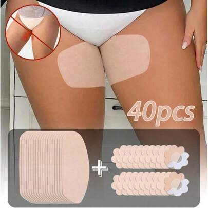 40pcs/Set Disposable Non-Woven Thigh Chafing Pads, Suitable For Plus Size, Soft & Breathable Anti-Chafing Thigh Protectors, Sweat-Proof & Invisible, Unisex, Ultra-Thin Thigh Guards For Outdoor, Travel, Running, Hiking, Fitness And Daily Wear, Skin-Friendly And Easy To Apply, Ideal For Dresses, Shorts And Jumpsuits